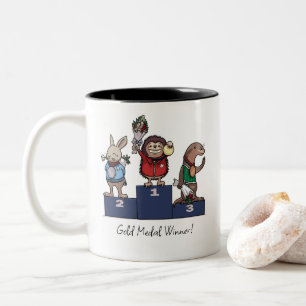Tasse 2 Couleurs Cadeau de gagnant de médaille d'or d'animaux de la
