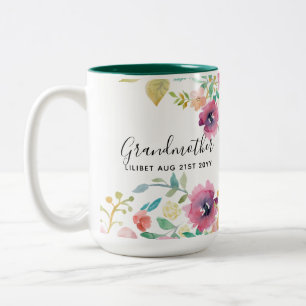 Tasse 2 Couleurs Cadeau de grand-mère - Fleurs roses prune jolies p