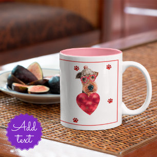 Tasse 2 Couleurs Cadeau de la Saint-Valentin Chien Airedale Terrier
