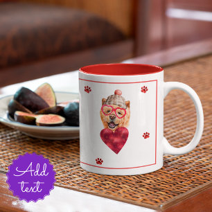 Tasse 2 Couleurs Cadeau de la Saint-Valentin pour chien Chow Chow H