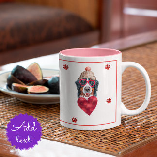 Tasse 2 Couleurs Cadeau de la Saint-Valentin pour chien Heart Paws
