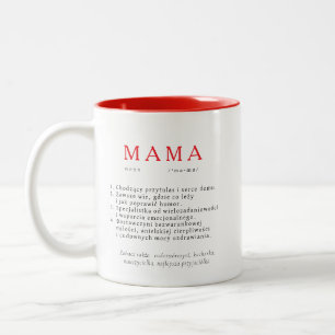 Tasse 2 Couleurs Cadeau de maman polonaise - Noir de définition MAM