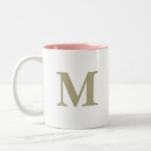 Tasse 2 Couleurs Cadeau de mariage lettre initiale monogramme vert (Gauche)