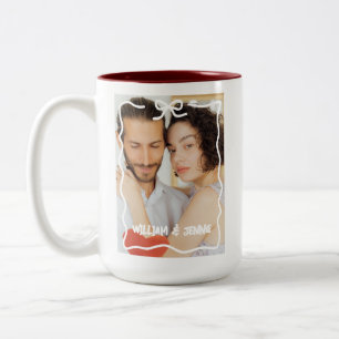 Tasse 2 Couleurs Cadeau de mariage personnalisé avec photo pour cou