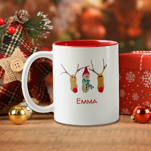 Tasse 2 Couleurs Cadeau de Noël artisanale - Joli bonhomme de neige