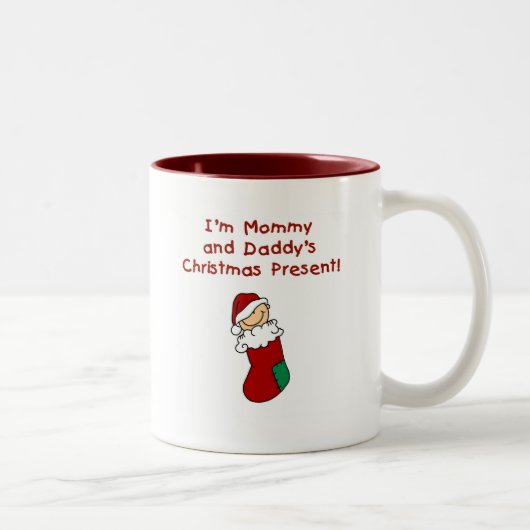 Tasse 2 Couleurs Cadeau de Noël de maman et de papa (Droit)