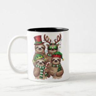 Tasse 2 Couleurs Cadeau de Noël de paresseux Joyeux Slothmas amateu