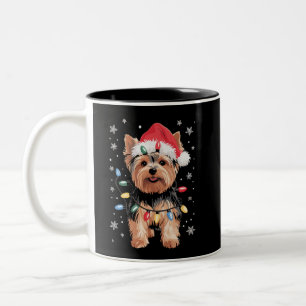 Tasse 2 Couleurs Cadeau de Noël de Yorkie Chien de Noël Long