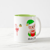 Tasse 2 Couleurs Cadeau de Noël Elf Vert mignon (Devant droit)