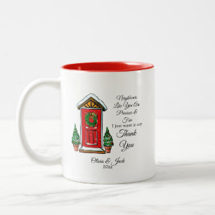Tasse 2 Couleurs cadeau de Noël personnalisé pour les voisins - voi