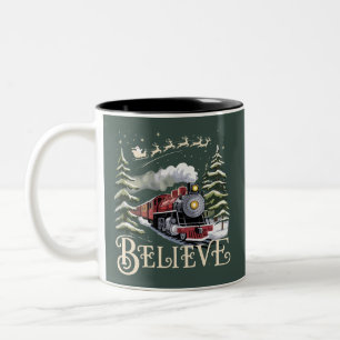 Tasse 2 Couleurs Cadeau de Noël Polar Express Croire Xmas Hiver