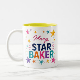 Tasse 2 Couleurs Cadeau de pâtisserie personnalisé avec nom d'étoil