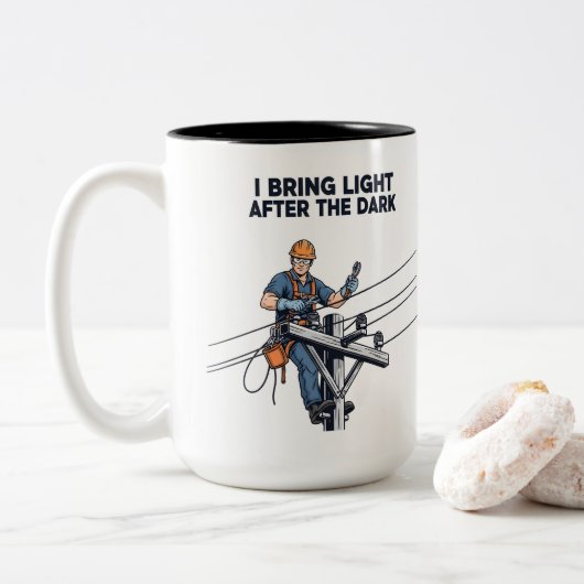 Tasse 2 Couleurs Cadeau de restaurateur de ligne de tempête (Avec donut)
