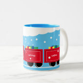 Tasse 2 Couleurs cadeau de train Noël (Devant droit)