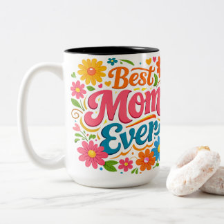 Tasse 2 Couleurs Cadeau de typographie florale Rétro Groovy Meilleu