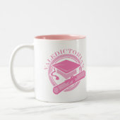 Tasse 2 Couleurs Cadeau d'écarté rose d'obtention du diplôme (Gauche)