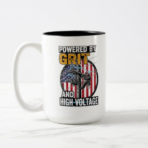 Tasse 2 Couleurs Cadeau d'électricien Drapeau Américain