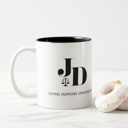 Tasse 2 Couleurs Cadeau d'études de droit (Avec donut)