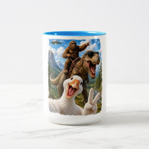 Tasse 2 Couleurs Cadeau drôle d'oie Selfie Bigfoot T Rex UFO Hommes