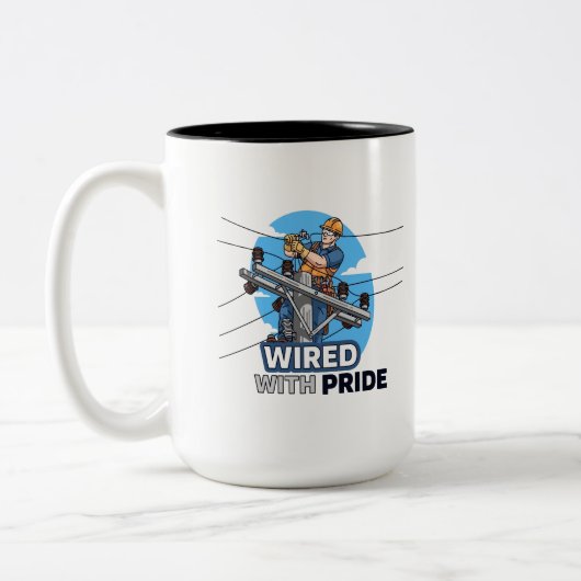 Tasse 2 Couleurs Cadeau drôle et inspirant pour monteur de lignes (Gauche)