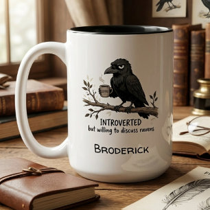 Tasse 2 Couleurs Cadeau drôle pour amateur de corbeau introverti et