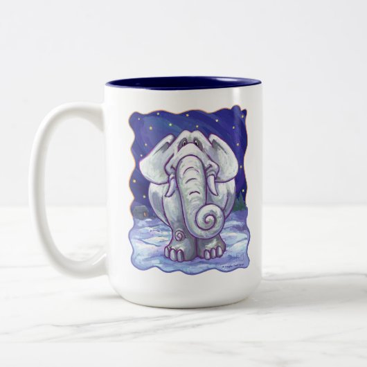Tasse 2 Couleurs Cadeau Eléphant blanc mignon (Gauche)