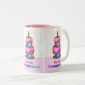 Tasse 2 Couleurs Cadeau espagnol de gâteau d'anniversaire (Devant droit)