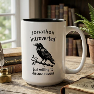 Tasse 2 Couleurs Cadeau minimaliste pour amateur de corbeau humour