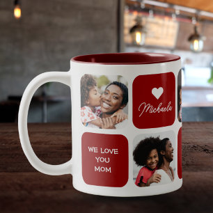 Tasse 2 Couleurs Cadeau moderne pour maman avec 5 photos et 5 messa