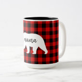 Tasse 2 Couleurs Cadeau moderne Rouge Plaid Et Blanc Mama Ours (Devant droit)