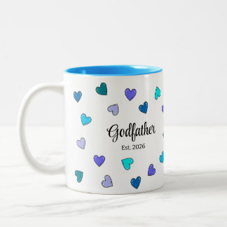 Tasse 2 Couleurs Cadeau personnalisé Cœur Bleu Parrain