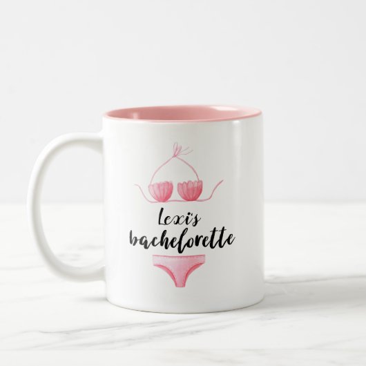 Tasse 2 Couleurs Cadeau personnalisé de bikini d'aquarelle de (Gauche)