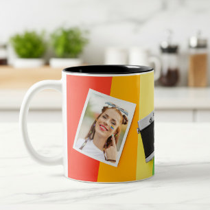 Tasse 2 Couleurs Cadeau personnalisé de fierté LGBT avec deux photo