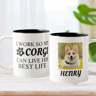 Tasse 2 Couleurs Cadeau photo Corgi personnalisé pour Amoureux de l