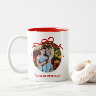 Tasse 2 Couleurs Cadeau photo personnalisé Ruban à nœud coquet roug