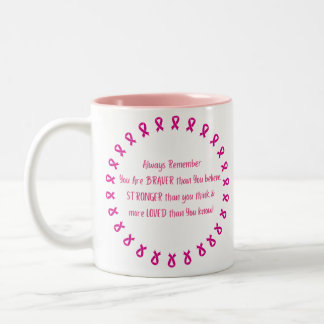 Tasse 2 Couleurs Cadeau pour les patients du cancer - brave, forte