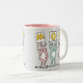 Tasse 2 Couleurs Cadeau pour maman Fun Rabbits Design (Devant droit)