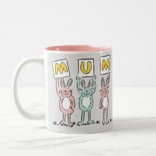 Tasse 2 Couleurs Cadeau pour maman Fun Rabbits Design