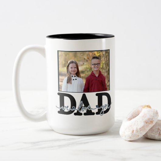 Tasse 2 Couleurs Cadeau pour papa | Papa Nous Vous Aimons Enfants P (Avec donut)