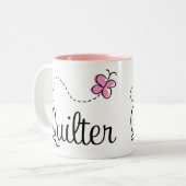 Tasse 2 Couleurs Cadeau rose mignon de Quilter (Devant gauche)