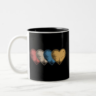 Tasse 2 Couleurs Cadeau vintage de la Saint-Valentin aux cœurs rétr