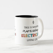 Tasse 2 Couleurs Cadeaux amusants pour électriciens (Devant droit)