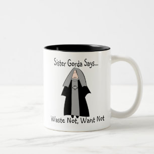 Tasse 2 Couleurs Cadeaux catholiques drôles de nonne, "soeur Gorda