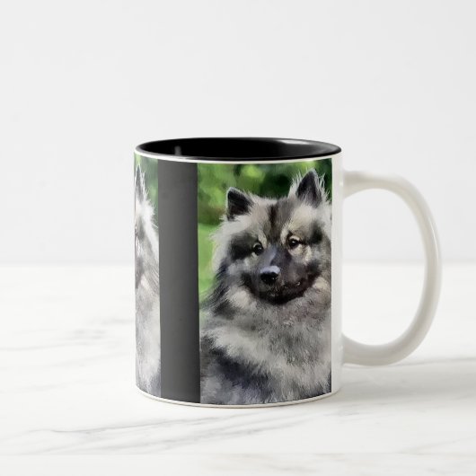 Tasse 2 Couleurs Cadeaux d'art Keeshond (Droit)