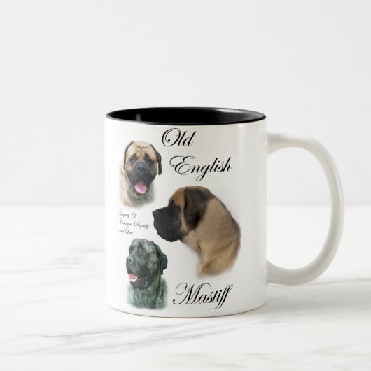 Tasse 2 Couleurs Cadeaux d'art Mastiff anglais (Droit)