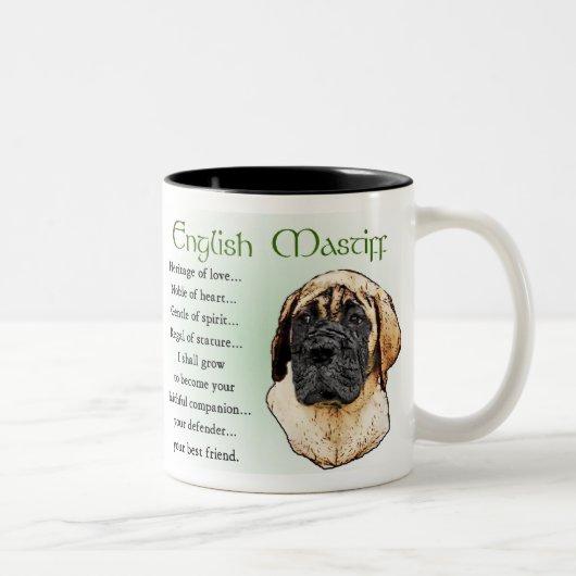 Tasse 2 Couleurs Cadeaux d'art Mastiff anglais (Droit)