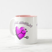 Tasse 2 Couleurs Cadeaux de conception de COEUR de ROSE d'aide (Devant gauche)