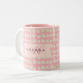 Tasse 2 Couleurs Cadeaux de monogramme à motif de fraise girly char (Devant gauche)