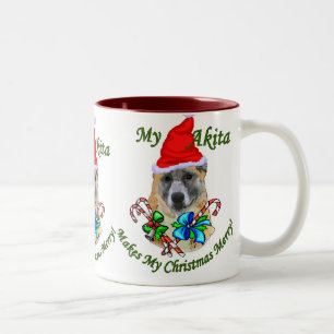 Tasse 2 Couleurs Cadeaux de Noël Akita