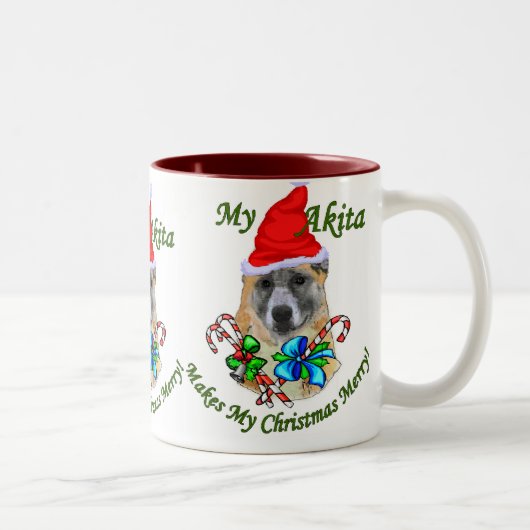 Tasse 2 Couleurs Cadeaux de Noël Akita (Droit)
